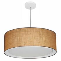 Lustre Pendente Cilíndrico Duplo Vivare Md-4297 Cúpula em Tecido 60x25cm - Bivolt