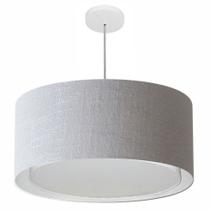 Lustre Pendente Cilíndrico Duplo Vivare Md-4298 Cúpula em Tecido 60x30cm - Bivolt