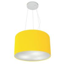 Lustre Pendente Cilíndrico Md-4009 Cúpula em Tecido 40x21cm Amarelo - Bivolt