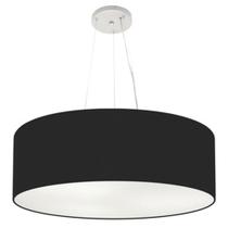 Lustre Pendente Cilíndrico Md-4010 Cúpula em Tecido 60x21cm Preto - Bivolt