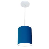 Lustre Pendente Cilíndrico Md-4012 Cúpula em Tecido 18x25cm Azul Marinho - Bivolt