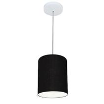 Lustre Pendente Cilíndrico Md-4012 Cúpula em Tecido 18x25cm Preto - Bivolt
