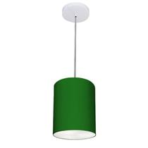 Lustre Pendente Cilíndrico Md-4012 Cúpula em Tecido 18x25cm Verde Folha - Bivolt