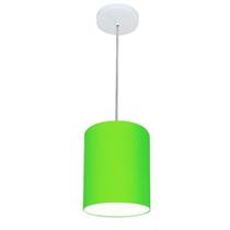 Lustre Pendente Cilíndrico Md-4012 Cúpula em Tecido 18x25cm Verde Limão - Bivolt Lustre Pendente Cilíndrico Md-4012 Cúpula em Tecido 18x25cm Verde Limão - Bivolt
