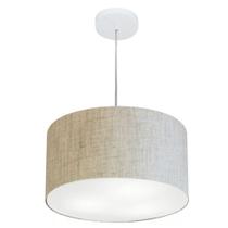 Lustre Pendente Cilíndrico Md-4019 Cúpula em Tecido 40x21cm Rustico Bege - Bivolt