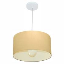Lustre Pendente Cilíndrico Md-4031 Cúpula em Tecido 40x21cm Algodão Crú - Bivolt