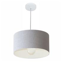 Lustre Pendente Cilíndrico Md-4031 Cúpula em Tecido 40x21cm Rustico Cinza - Bivolt