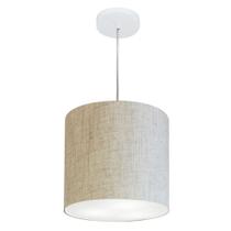 Lustre Pendente Cilíndrico Md-4036 Cúpula em Tecido 30x31cm Rustico Bege - Bivolt