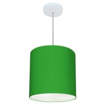 Lustre Pendente Cilíndrico Md-4036 Cúpula em Tecido 30x31cm Verde Folha - Bivolt