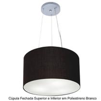 Lustre Pendente Cilíndrico Md-4037 Cúpula em Tecido 40x21cm Preto - Bivolt