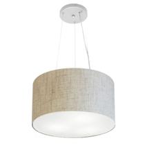 Lustre Pendente Cilíndrico Md-4037 Cúpula em Tecido 40x21cm Rustico Bege - Bivolt