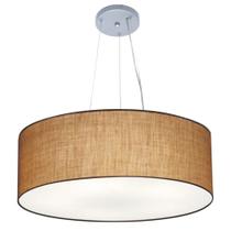 Lustre Pendente Cilíndrico Md-4038 Cúpula em Tecido 60x21cm Palha - Bivolt