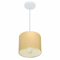 Lustre Pendente Cilíndrico Md-4046 Cúpula em Tecido 18x18cm Algodão Crú - Bivolt Lustre Pendente Cilíndrico Md-4046 Cúpula em Tecido 18x18cm Algodão Crú - Bivolt