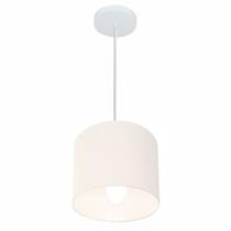 Lustre Pendente Cilíndrico Md-4046 Cúpula em Tecido 18x18cm Branco - Bivolt