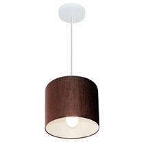 Lustre Pendente Cilíndrico Md-4046 Cúpula em Tecido 18x18cm Café - Bivolt Lustre Pendente Cilíndrico Md-4046 Cúpula em Tecido 18x18cm Café - Bivolt