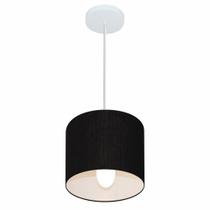 Lustre Pendente Cilíndrico Md-4046 Cúpula em Tecido 18x18cm Preto - Bivolt