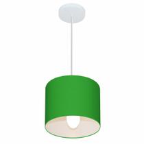 Lustre Pendente Cilíndrico Md-4046 Cúpula em Tecido 18x18cm Verde Folha - Bivolt