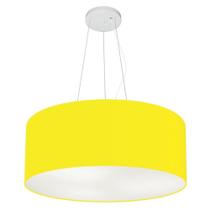 Lustre Pendente Cilíndrico Md-4047 Cúpula em Tecido 50x21cm Amarelo - Bivolt