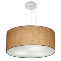 Lustre Pendente Cilíndrico Md-4047 Cúpula em Tecido 50x21cm Palha - Bivolt