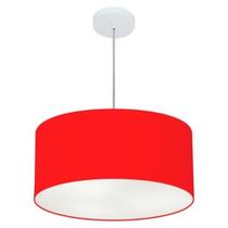 Lustre Pendente Cilíndrico Md-4049 Cúpula em Tecido 50x21cm Vermelho - Bivolt