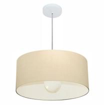 Lustre Pendente Cilíndrico MD-4052 Cúpula em Tecido 50x21cm Algodão Crú - Bivolt Lustre Pendente Cilíndrico MD-4052 Cúpula em Tecido 50x21cm Algodão Crú - Bivolt