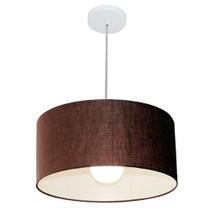 Lustre Pendente Cilíndrico MD-4052 Cúpula em Tecido 50x21cm Café - Bivolt Lustre Pendente Cilíndrico MD-4052 Cúpula em Tecido 50x21cm Café - Bivolt