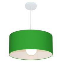 Lustre Pendente Cilíndrico MD-4052 Cúpula em Tecido 50x21cm Verde Folha - Bivolt