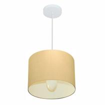 Lustre Pendente Cilíndrico Md-4054 Cúpula em Tecido 30x21cm Algodão Crú - Bivolt