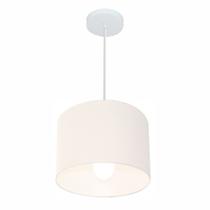 Lustre Pendente Cilíndrico Md-4054 Cúpula em Tecido 30x21cm Branco - Bivolt