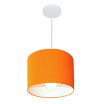 Lustre Pendente Cilíndrico Md-4054 Cúpula em Tecido 30x21cm Laranja - Bivolt