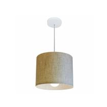 Lustre Pendente Cilíndrico Md-4054 Cúpula em Tecido 30x21cm Rustico Bege - Bivolt