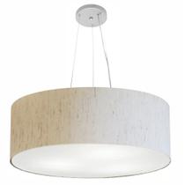 Lustre Pendente Cilíndrico Md-4070 Cúpula em Tecido 80x30cm Linho Bege - Bivolt