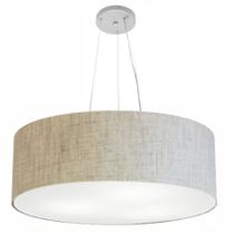 Lustre Pendente Cilíndrico Md-4070 Cúpula em Tecido 80x30cm Rustico Bege - Bivolt