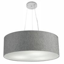 Lustre Pendente Cilíndrico Md-4070 Cúpula em Tecido 80x30cm Rustico Cinza - Bivolt