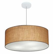 Lustre Pendente Cilíndrico Md-4079 Cúpula em Tecido 60x21cm Palha - Bivolt
