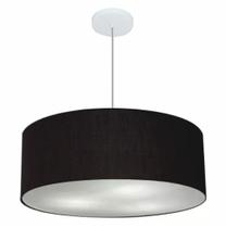 Lustre Pendente Cilíndrico Md-4079 Cúpula em Tecido 60x21cm Preto - Bivolt