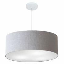 Lustre Pendente Cilíndrico Md-4079 Cúpula em Tecido 60x21cm Rustico Cinza - Bivolt