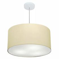 Lustre Pendente Cilíndrico Md-4080 Cúpula em Tecido 60x30cm Algodão Crú - Bivolt