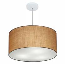 Lustre Pendente Cilíndrico Md-4080 Cúpula em Tecido 60x30cm Palha - Bivolt