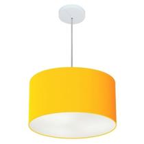 Lustre Pendente Cilíndrico Md-4099 Cúpula em Tecido 40x25cm Laranja - Bivolt