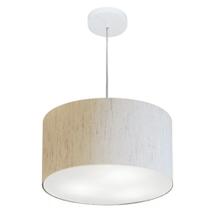 Lustre Pendente Cilíndrico Md-4099 Cúpula em Tecido 40x25cm Linho Bege - Bivolt