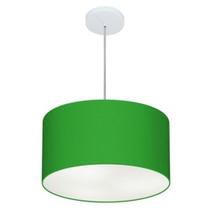 Lustre Pendente Cilíndrico Md-4099 Cúpula em Tecido 40x25cm Verde Folha - Bivolt