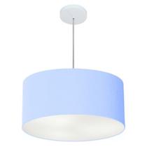 Lustre Pendente Cilíndrico Md-4100 Cúpula em Tecido 50x25cm Azul Bebê - Bivolt