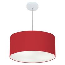 Lustre Pendente Cilíndrico Md-4100 Cúpula em Tecido 50x25cm Bordo - Bivolt