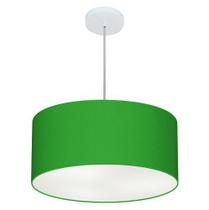 Lustre Pendente Cilíndrico Md-4100 Cúpula em Tecido 50x25cm Verde Folha - Bivolt