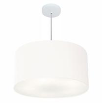 Lustre Pendente Cilíndrico Md-4101 Cúpula em Tecido 60x30cm Branco - Bivolt