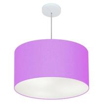 Lustre Pendente Cilíndrico Md-4101 Cúpula em Tecido 60x30cm Lilás - Bivolt