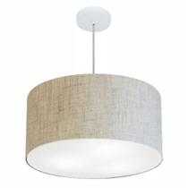 Lustre Pendente Cilíndrico Md-4101 Cúpula em Tecido 60x30cm Rustico Bege - Bivolt