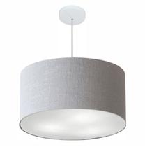Lustre Pendente Cilíndrico Md-4101 Cúpula em Tecido 60x30cm Rustico Cinza - Bivolt