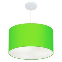 Lustre Pendente Cilíndrico Md-4101 Cúpula em Tecido 60x30cm Verde Limão - Bivolt